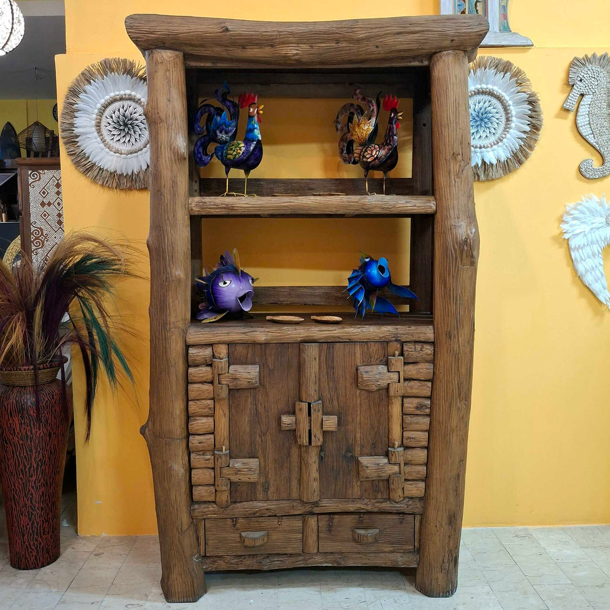 Mobile etnico credenza rustica libreria wabisabi