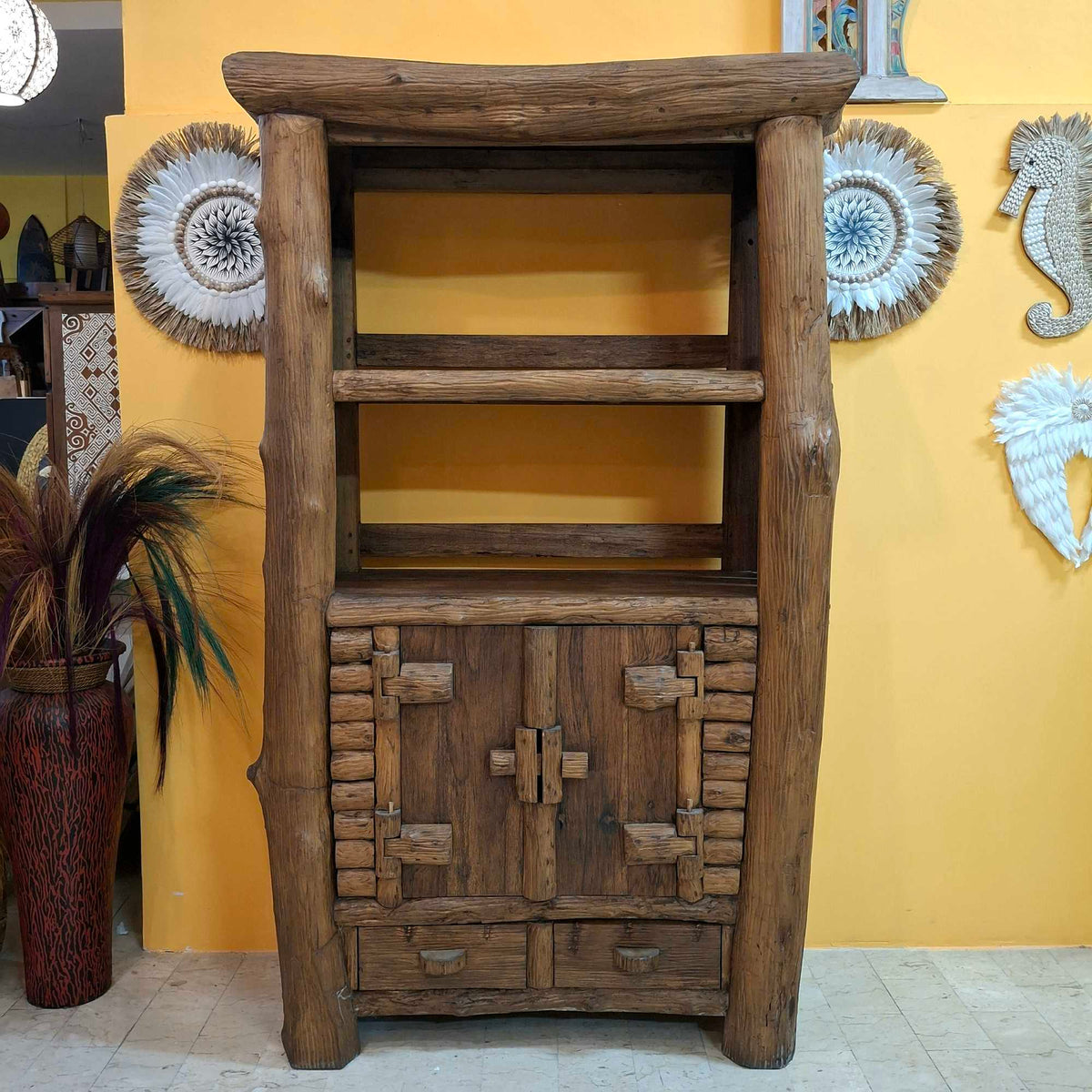 Mobile etnico credenza rustica libreria wabisabi