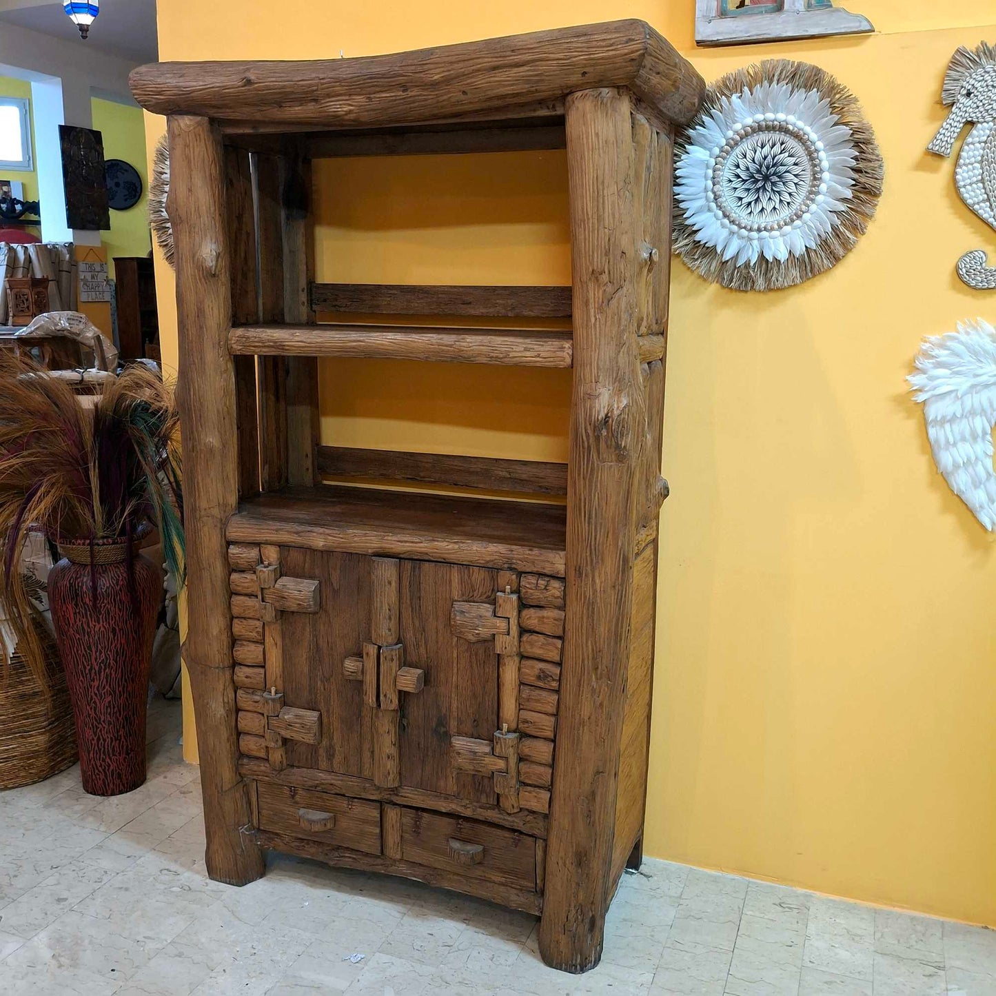 Mobile etnico linea Flintstones in legno teak