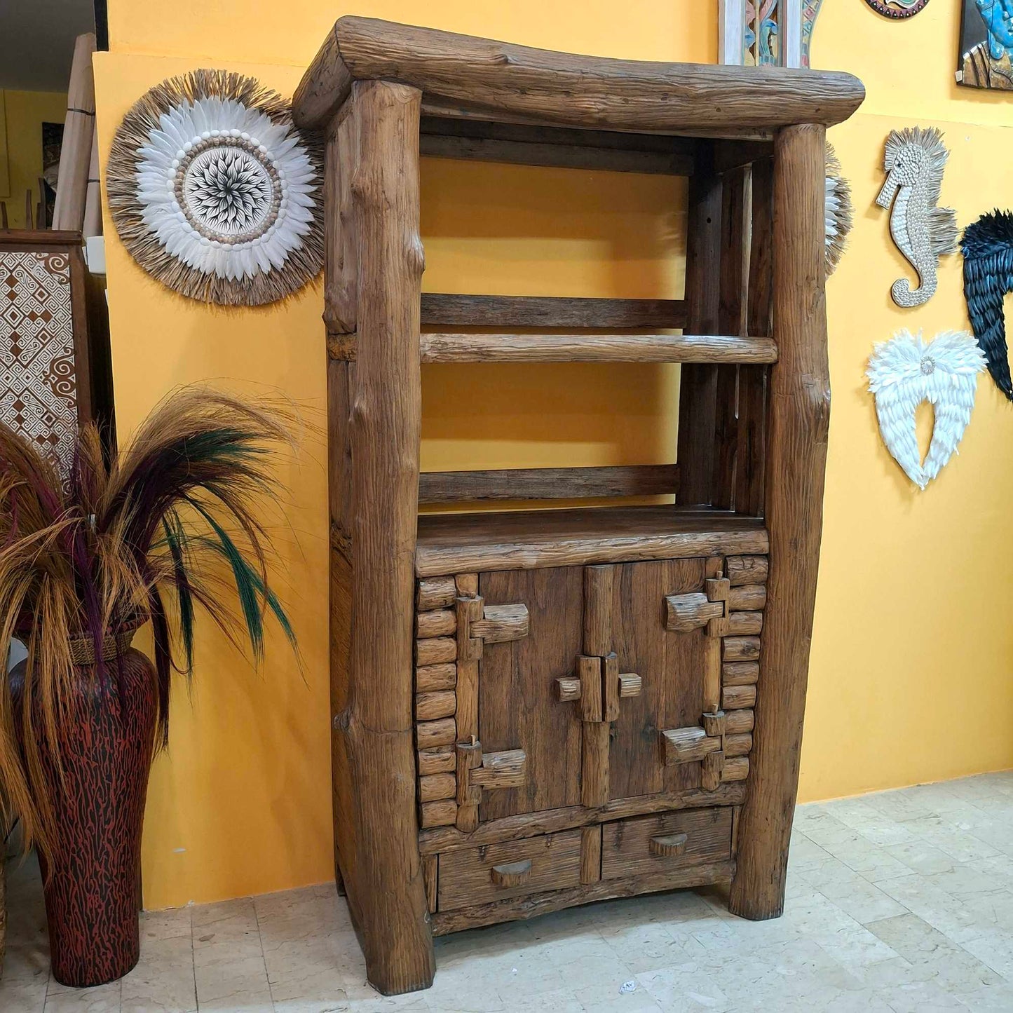 Mobile etnico linea Flintstones in legno teak