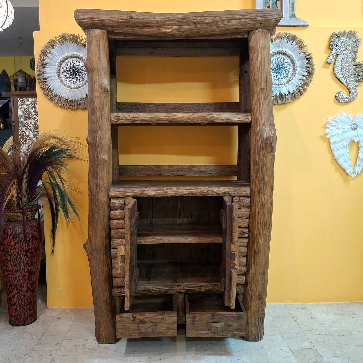 Mobile etnico linea Flintstones in legno teak