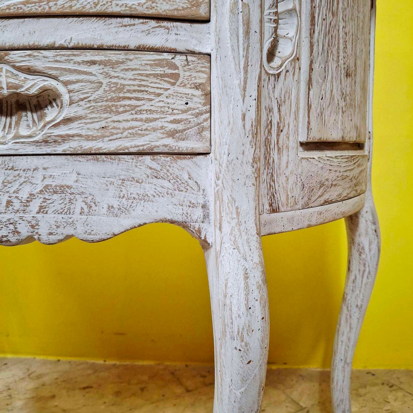 Half-round carved entrance furniture, pickled