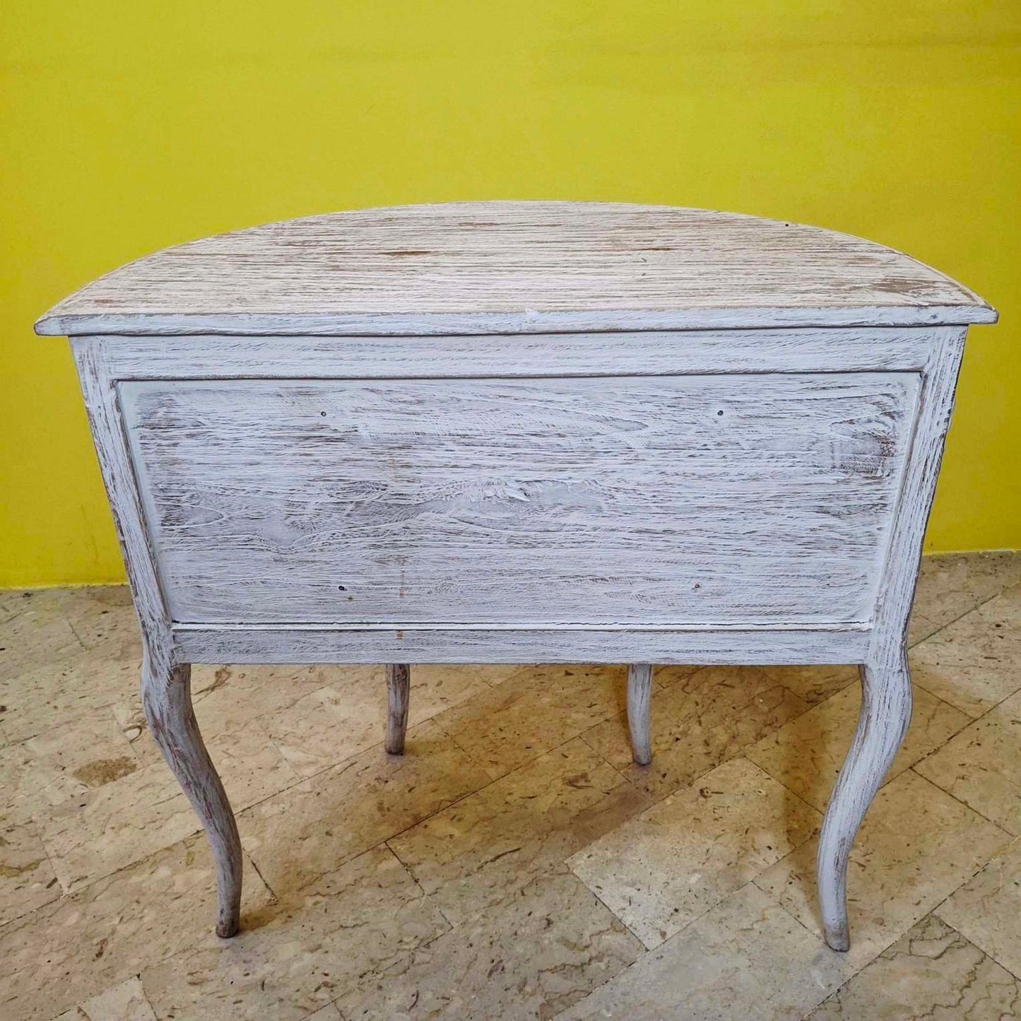 Half-round carved entrance furniture, pickled