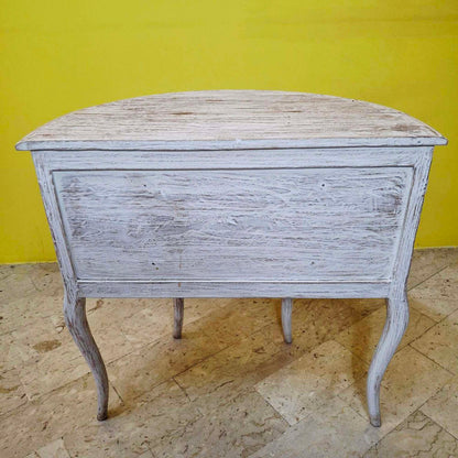 Half-round carved entrance furniture, pickled