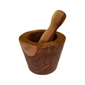 Mortaio rustico pesta aglio in legno teak - ETNICBAY