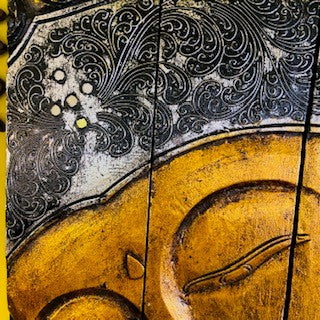 Ethnic Buddha Wood Embossed Folding Picture