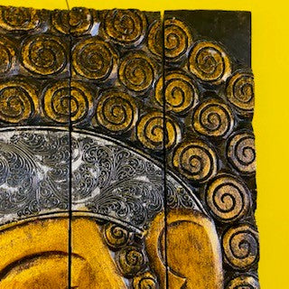 Ethnic Buddha Wood Embossed Folding Picture