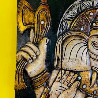 Quadro Ganesh Pannello Legno Arredamento Etnico