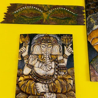 Quadro Ganesh Pannello Legno Arredamento Etnico - ETNICBAY