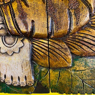 Quadro Ganesh Pannello Legno Arredamento Etnico