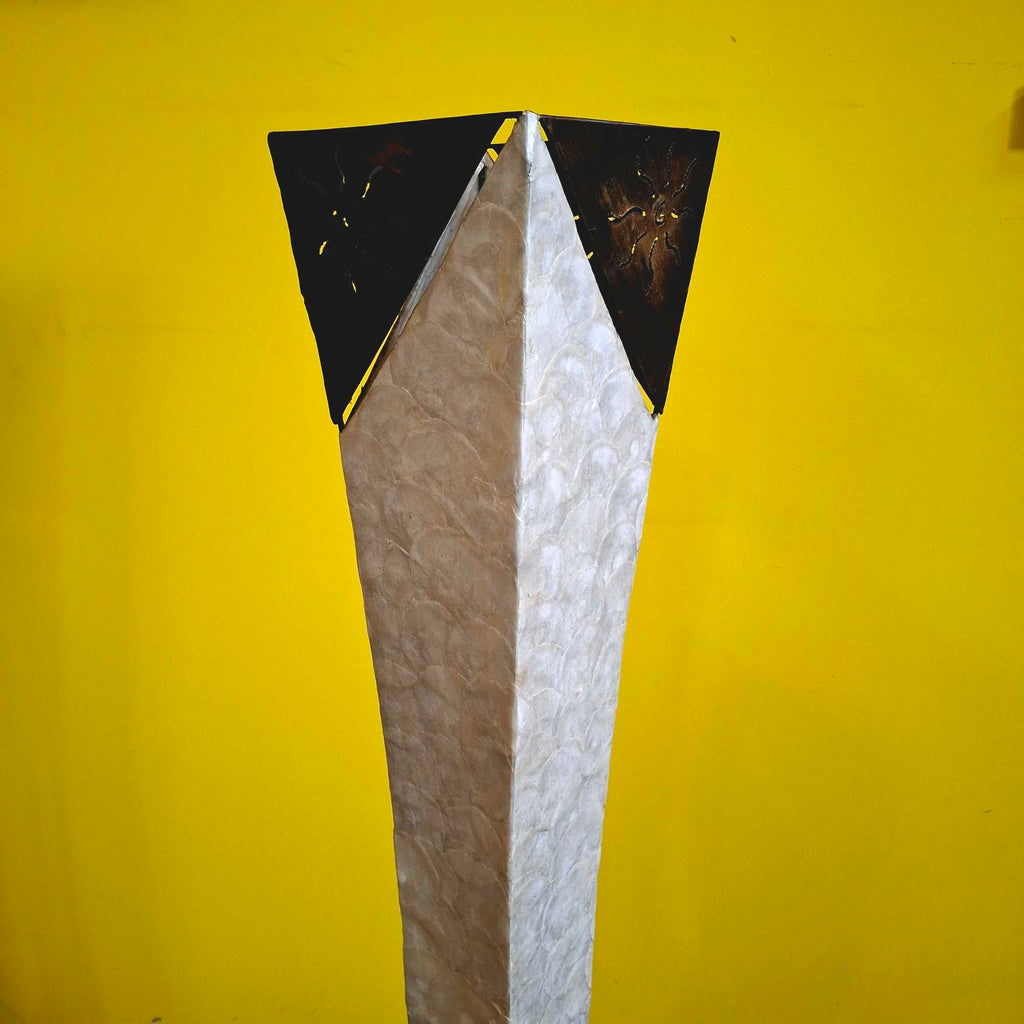 Piantana in madre perla lampada etnica da terra