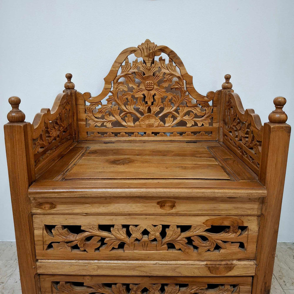 Poltroncina etnica contenitore in legno teak - ETNICBAY