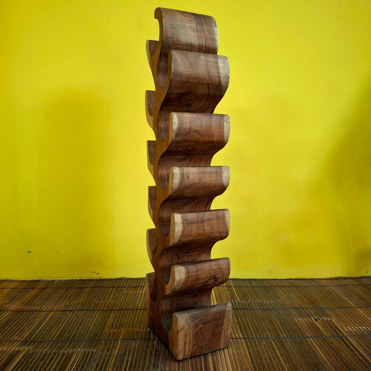 Porta bottiglie in legno suar cantinetta etnica