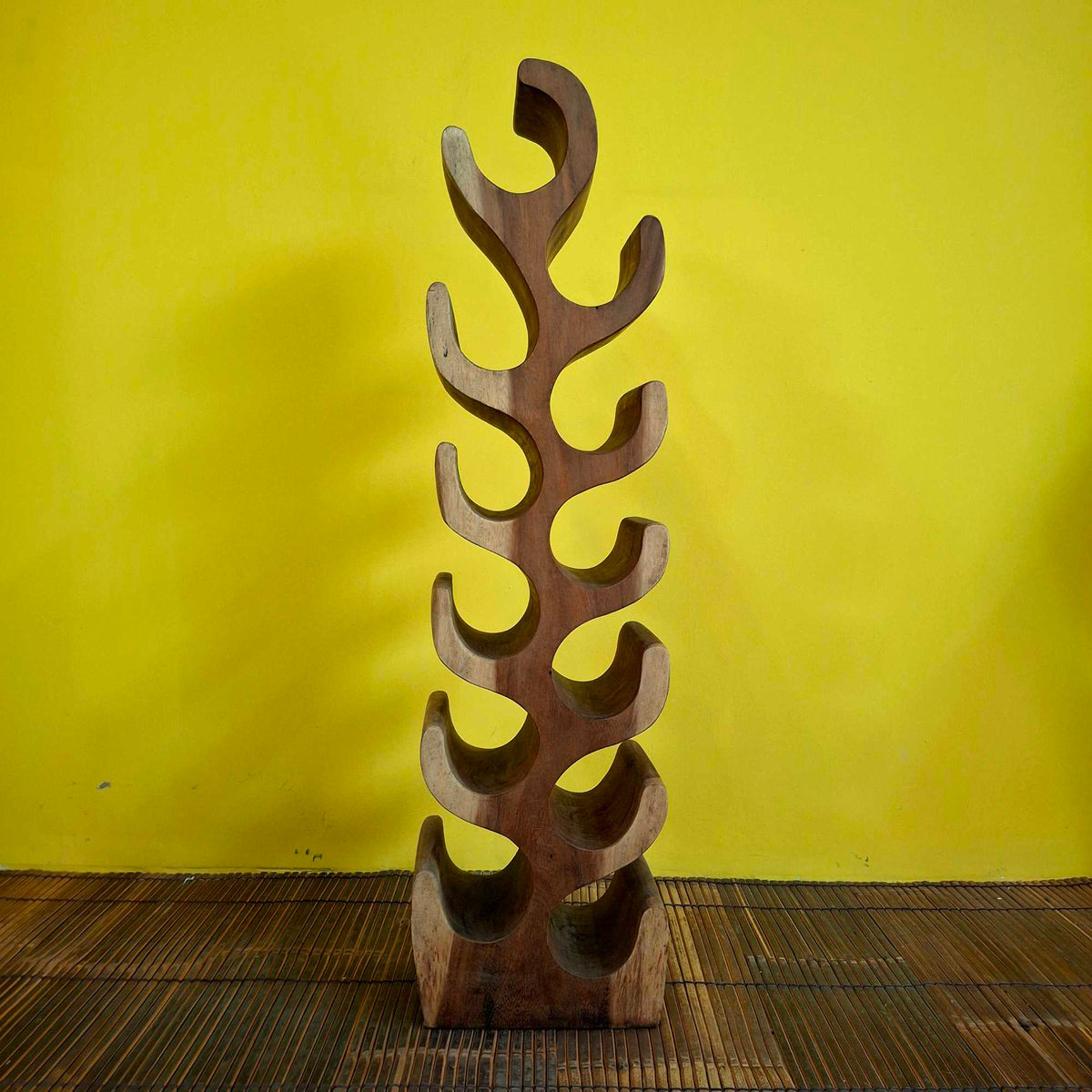 Porta bottiglie in legno suar cantinetta etnica