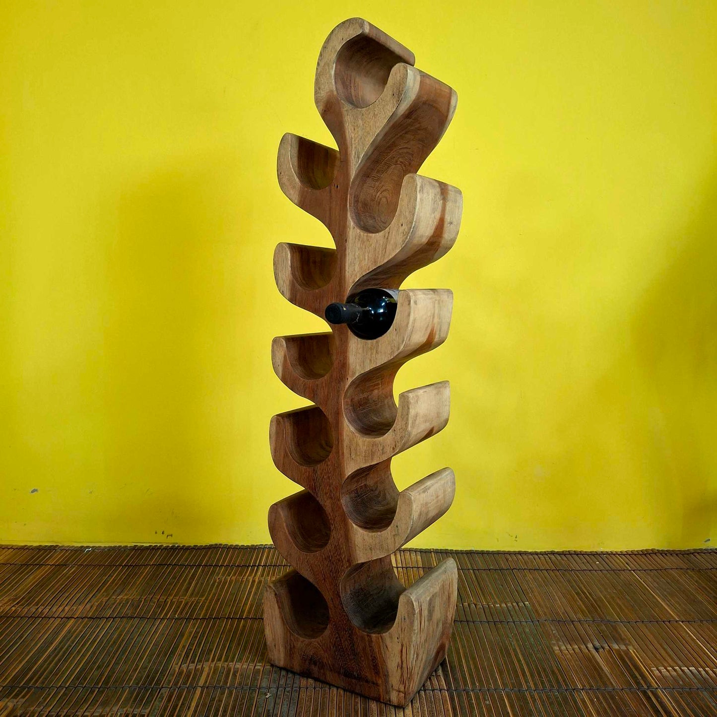Wooden bottle holder suar ethnic wine cellar
