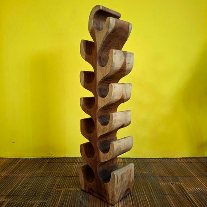 Wooden bottle holder suar ethnic wine cellar