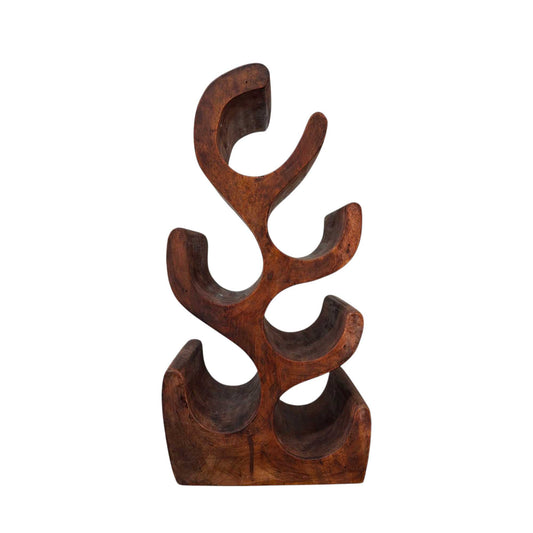 Porte-bouteille en bois de suar sculpté à la main