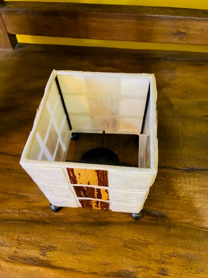 Bougeoir cubique minimaliste en nacre blanche