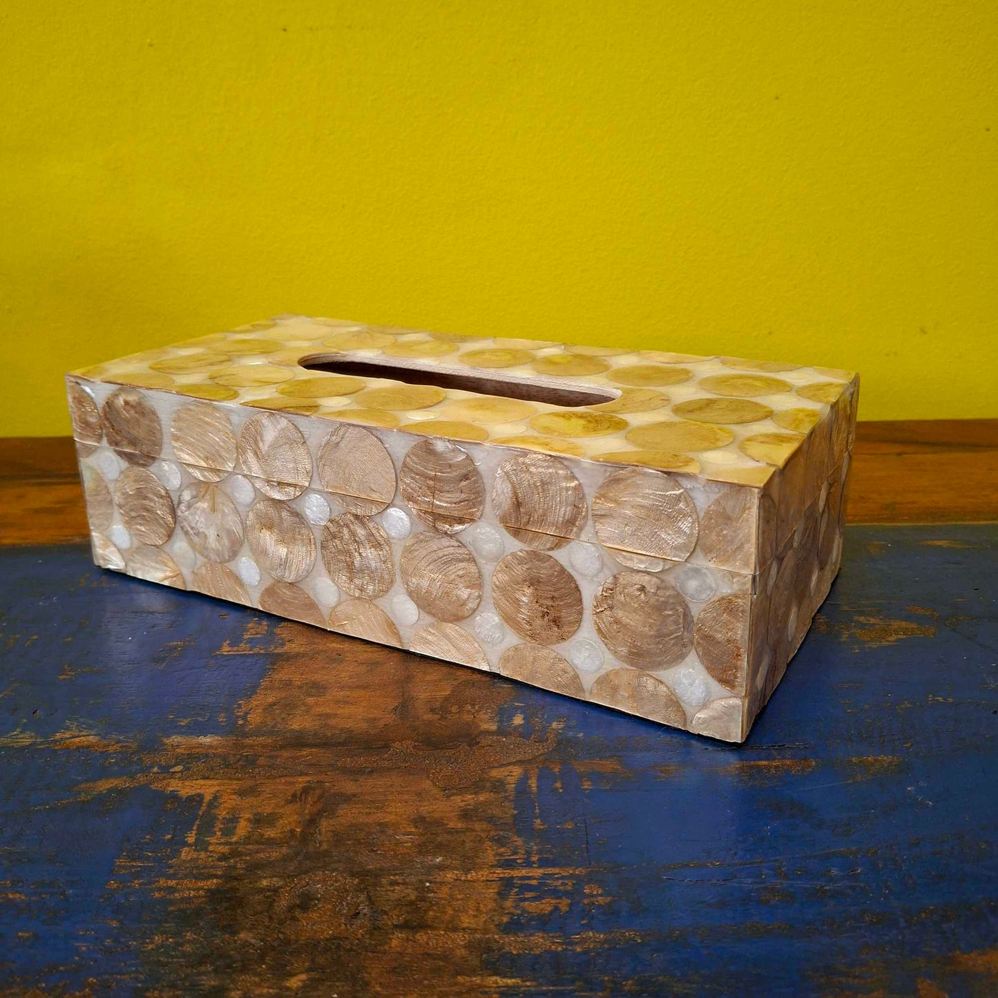Silver and gold mother of pearl handkerchief holder