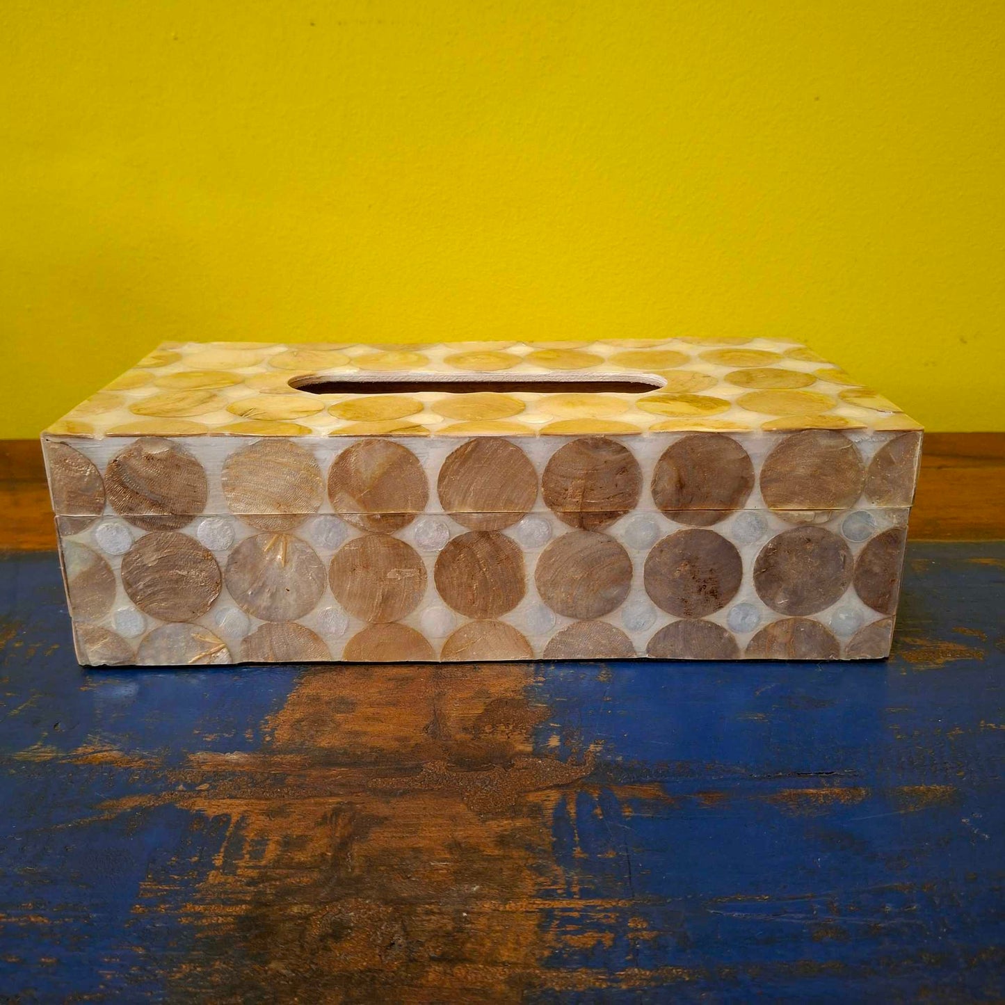 Silver and gold mother of pearl handkerchief holder