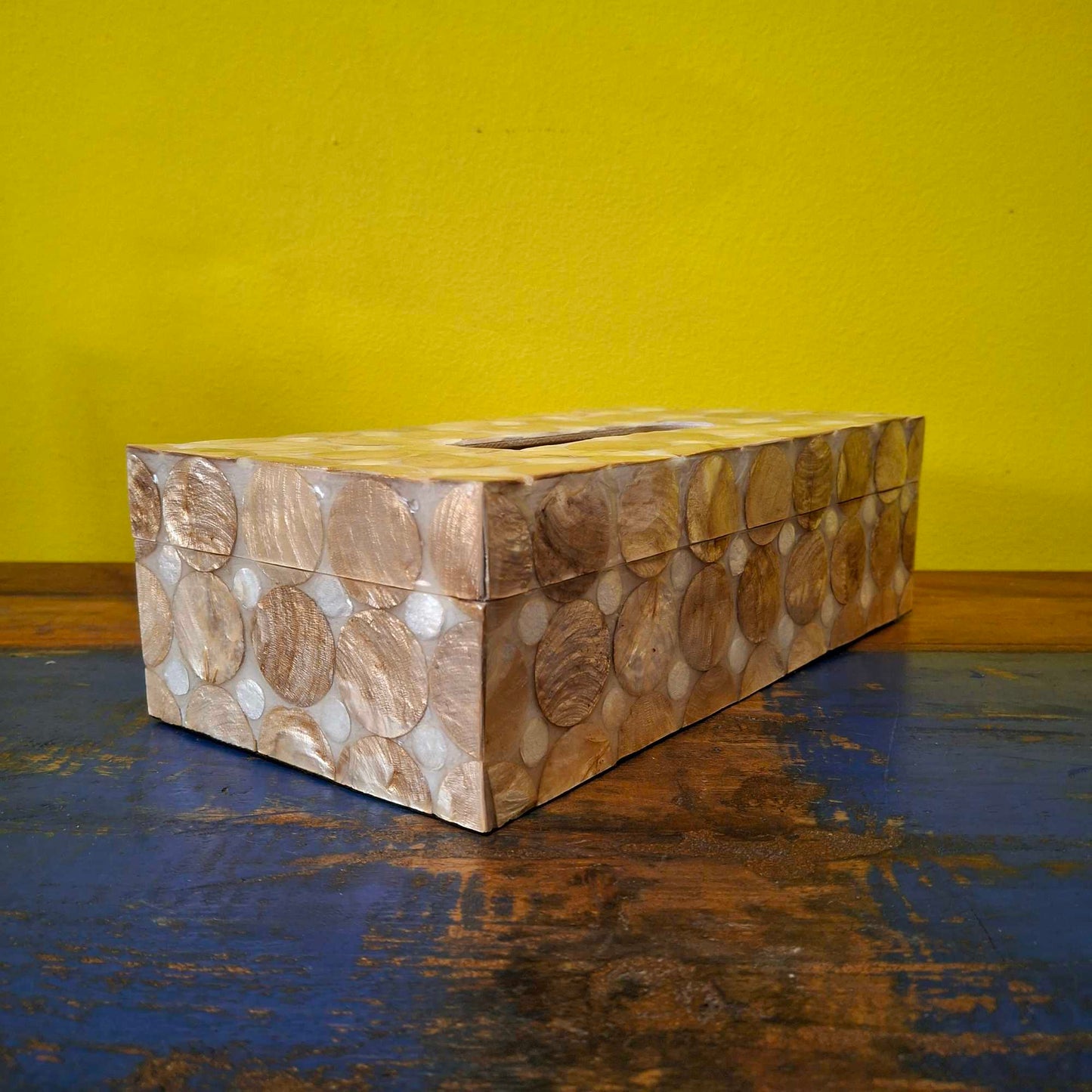 Silver and gold mother of pearl handkerchief holder