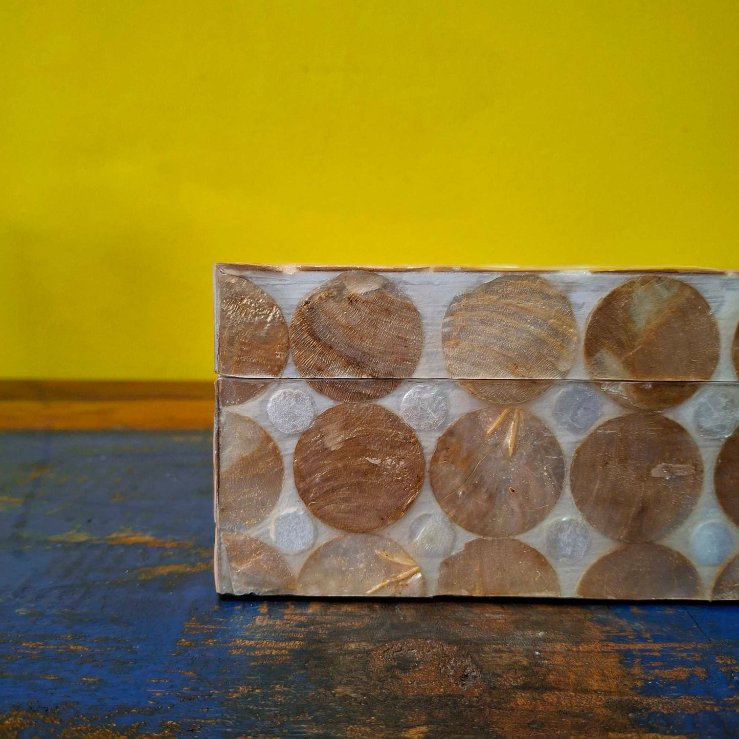 Silver and gold mother of pearl handkerchief holder