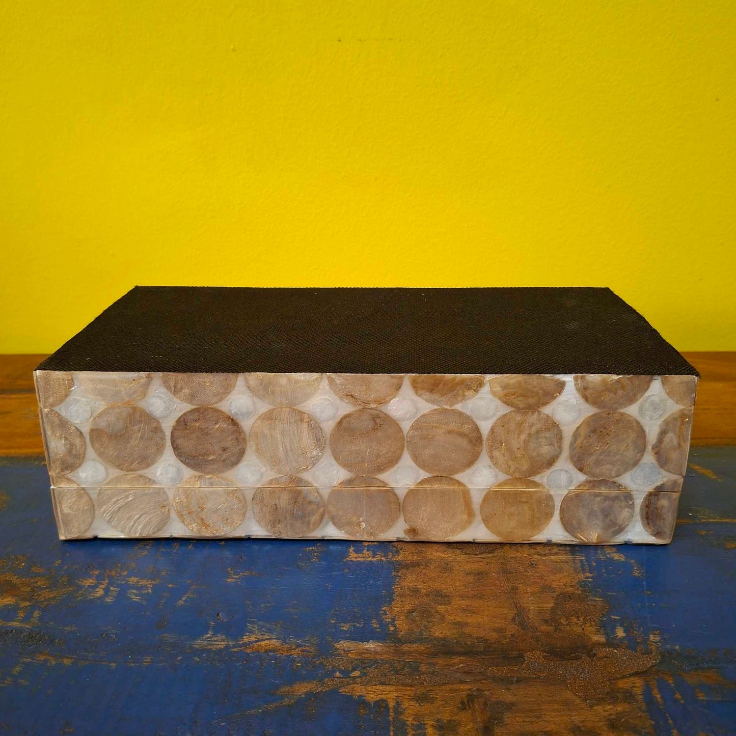 Silver and gold mother of pearl handkerchief holder