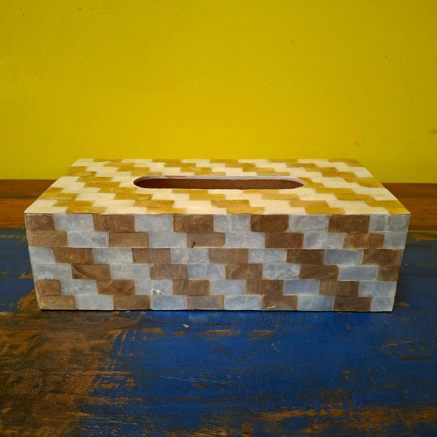 Gold and silver mother of pearl handkerchief holder