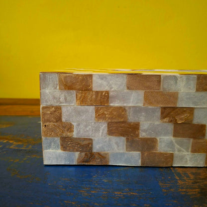 Gold and silver mother of pearl handkerchief holder