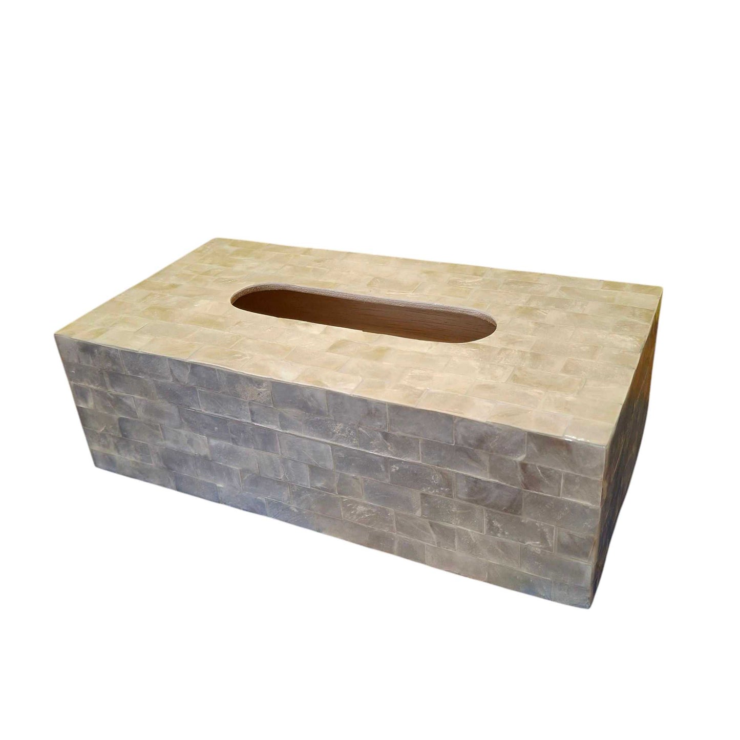 Modern tissue holder in silver mother of pearl