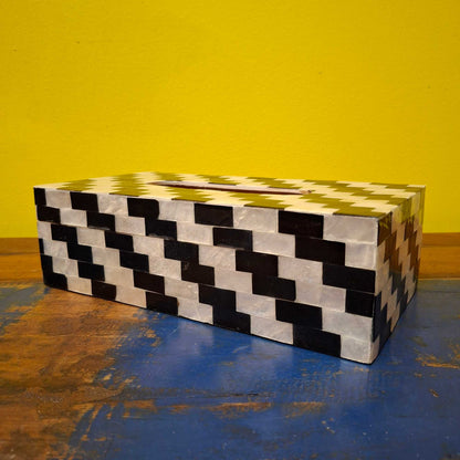Rectangular mother of pearl tissue holder