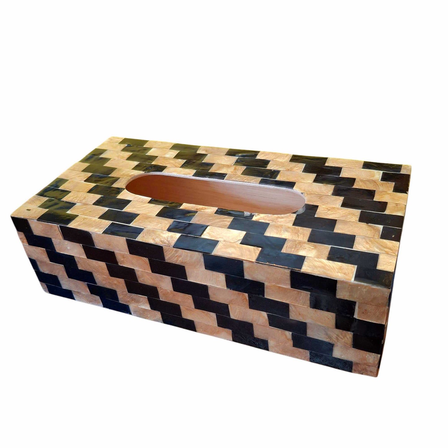 Rectangular handkerchief holder in gold mother of pearl