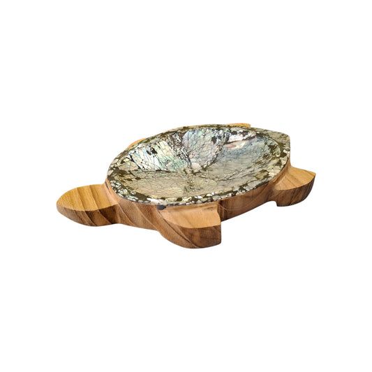 Porte-encens tortue en bois et nacre