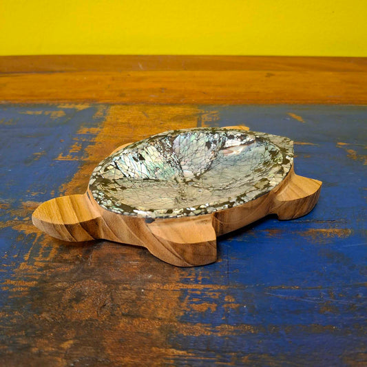 Porte-encens tortue en bois et nacre