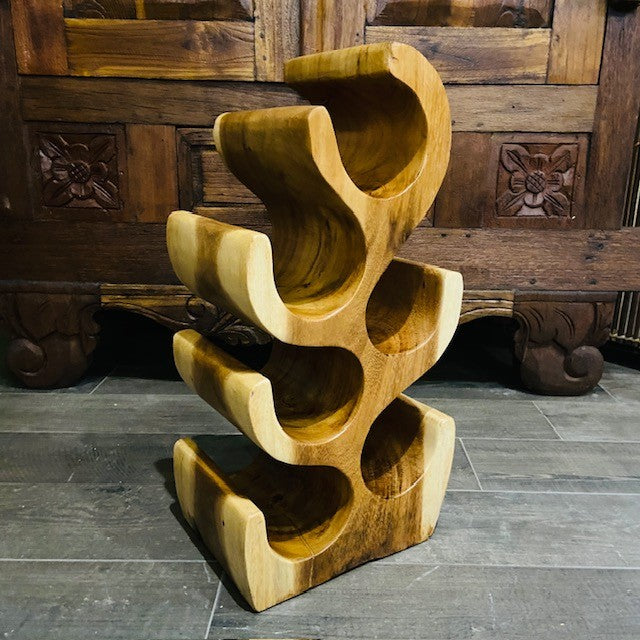 Porta Bottiglie Etnico Cantinetta Cactus Legno Suar Linea Flintstones - ETNICBAY