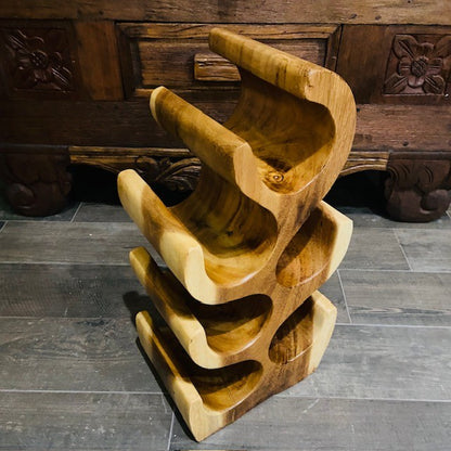 Porta Bottiglie Etnico Cantinetta Cactus Legno Suar Linea Flintstones - ETNICBAY