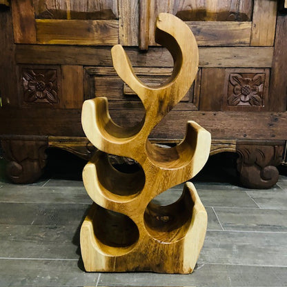Porta Bottiglie Etnico Cantinetta Cactus Legno Suar Linea Flintstones - ETNICBAY