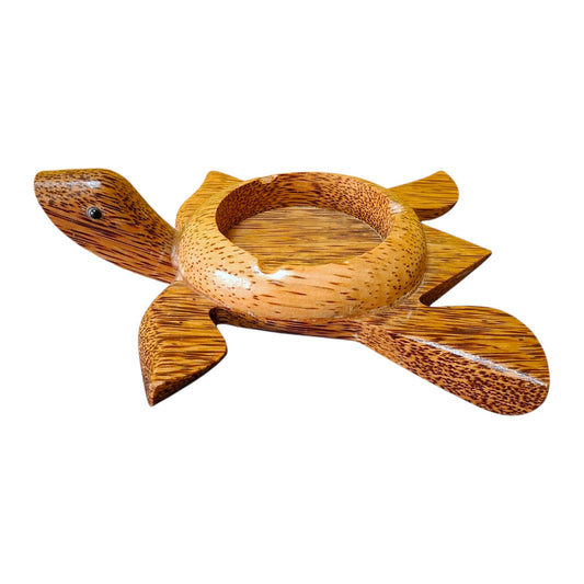 Posa cenere tartaruga in legno con coperchio in cocco