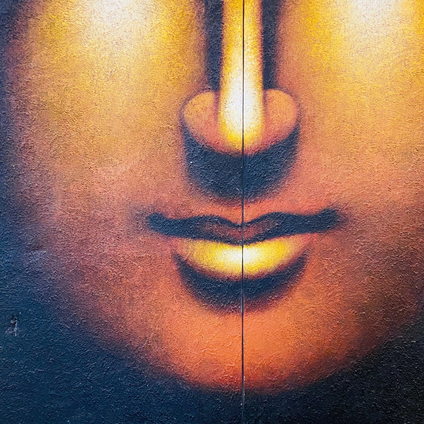 Peinture ethnique Bouddha sur toile peinte en or et noir