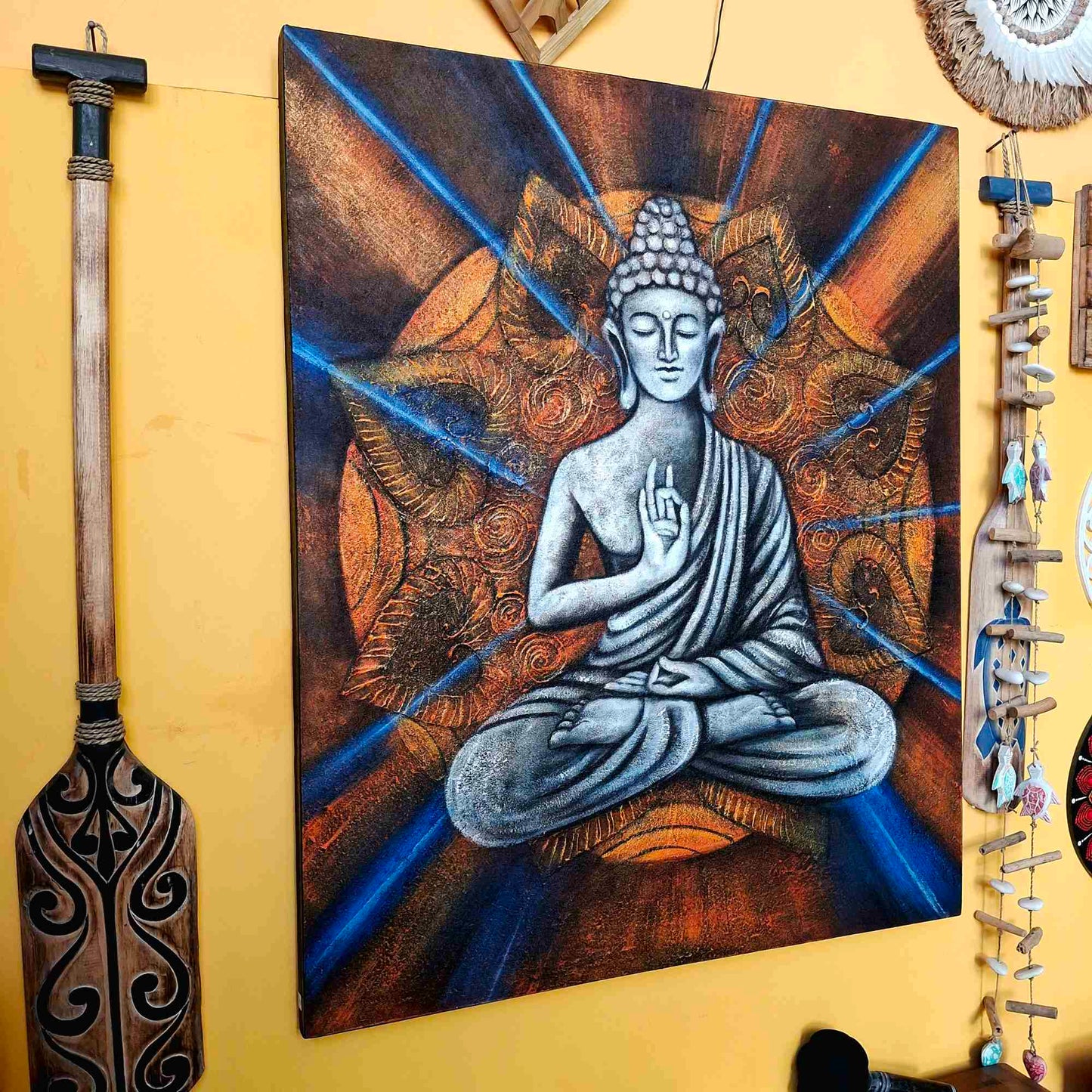 Quadro etnico Buddha in meditazione posizione del loto