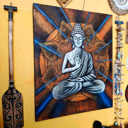 Quadro etnico Buddha in meditazione posizione del loto