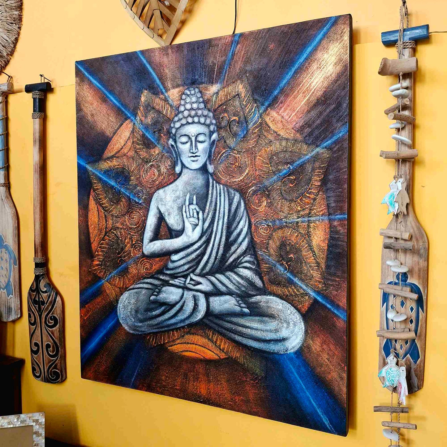 Quadro etnico Buddha in meditazione posizione del loto