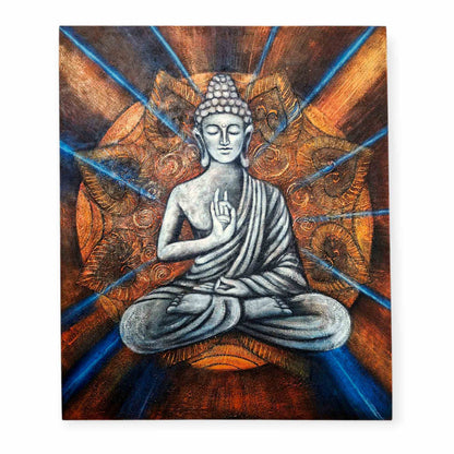 Quadro etnico Buddha in meditazione posizione del loto