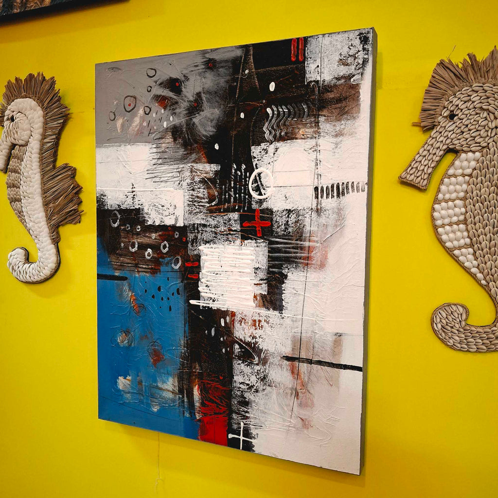 Quadro astratto pittura su tela stile geometrico