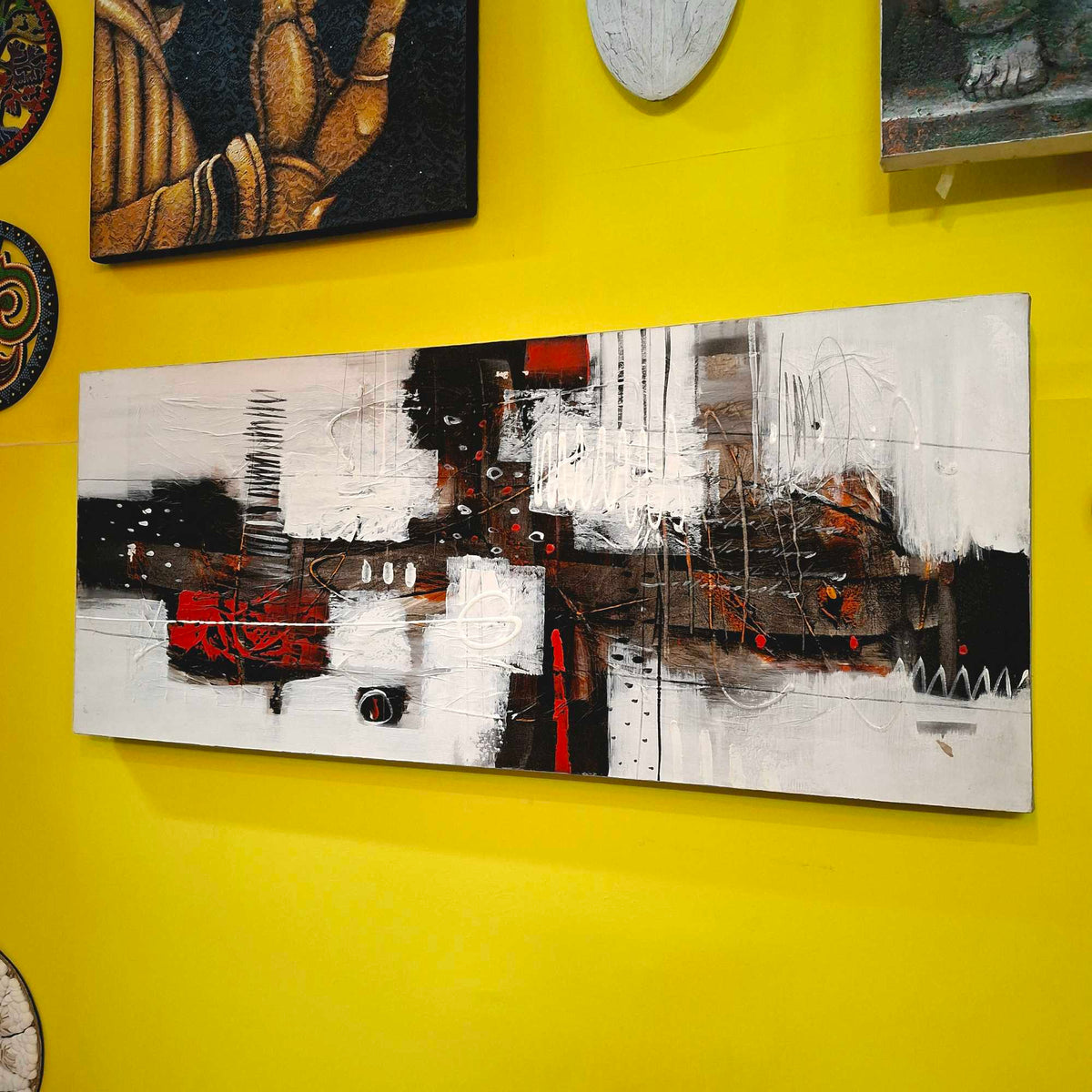 Quadro geometrico dipinto astratto stile moderno