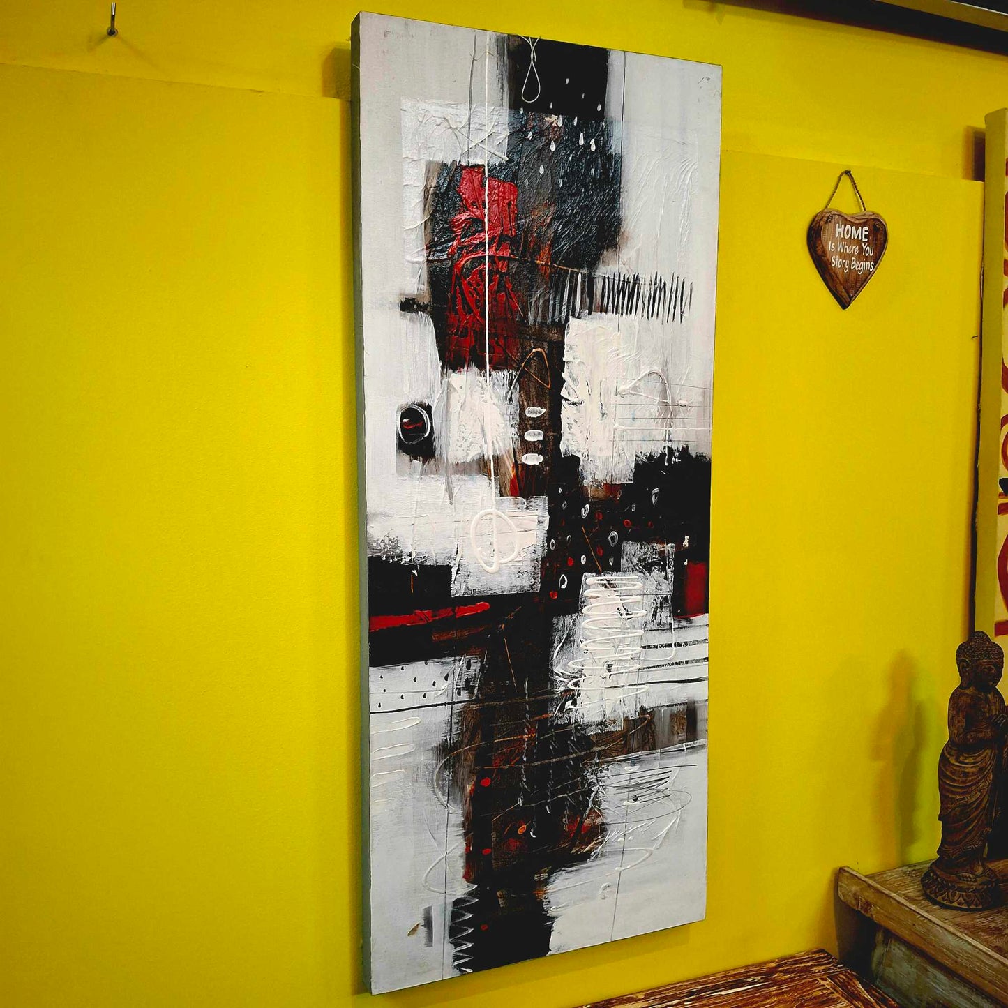 Quadro etnico acrilico su tela geometria astratta