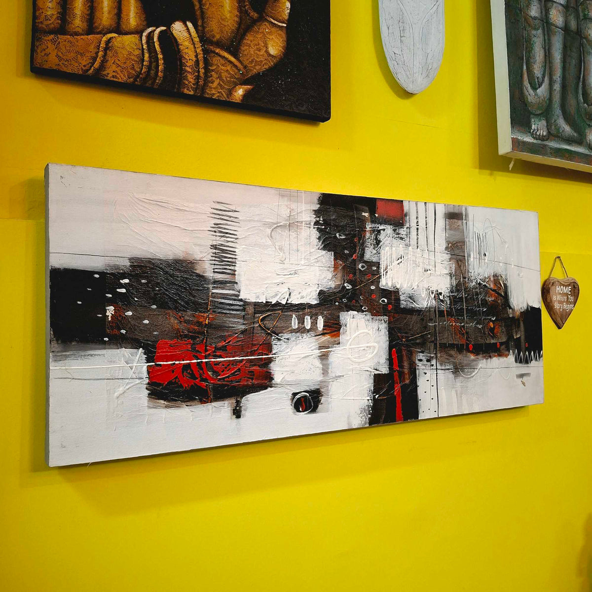Quadro geometrico dipinto astratto stile moderno