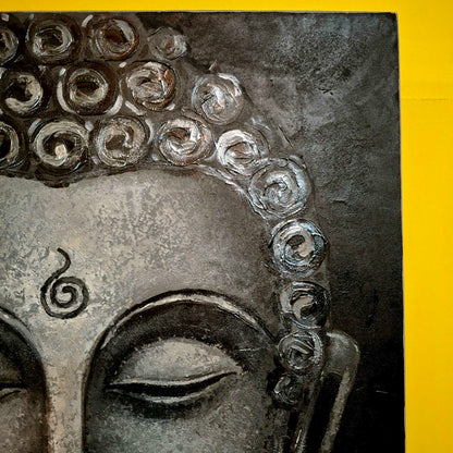 Quadro etnico acrilico su tela Buddha fiore di loto
