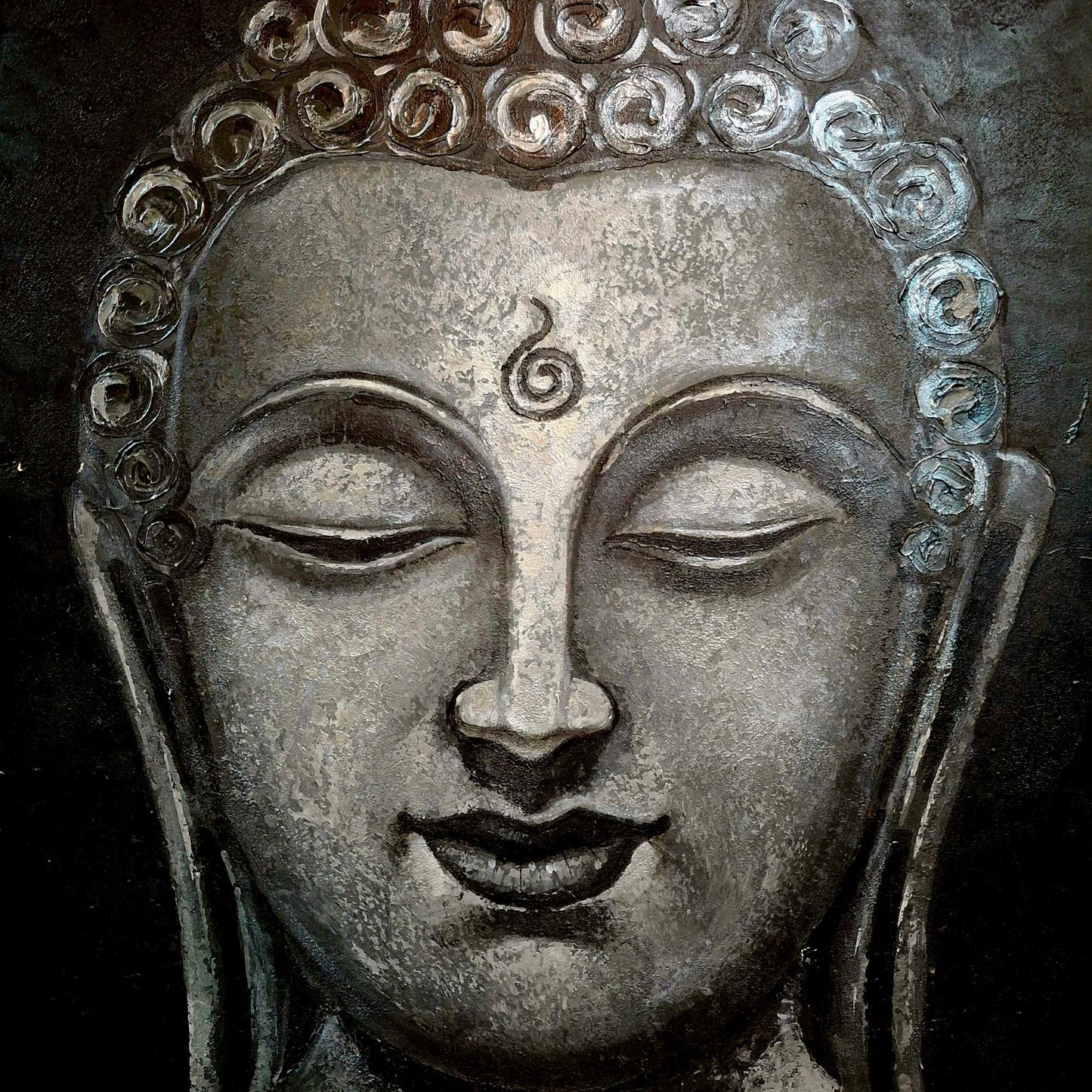 Quadro etnico acrilico su tela Buddha fiore di loto