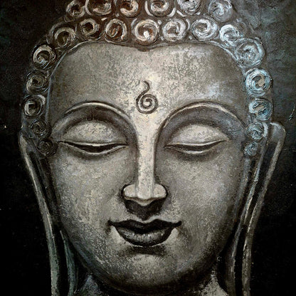 Quadro etnico acrilico su tela Buddha fiore di loto